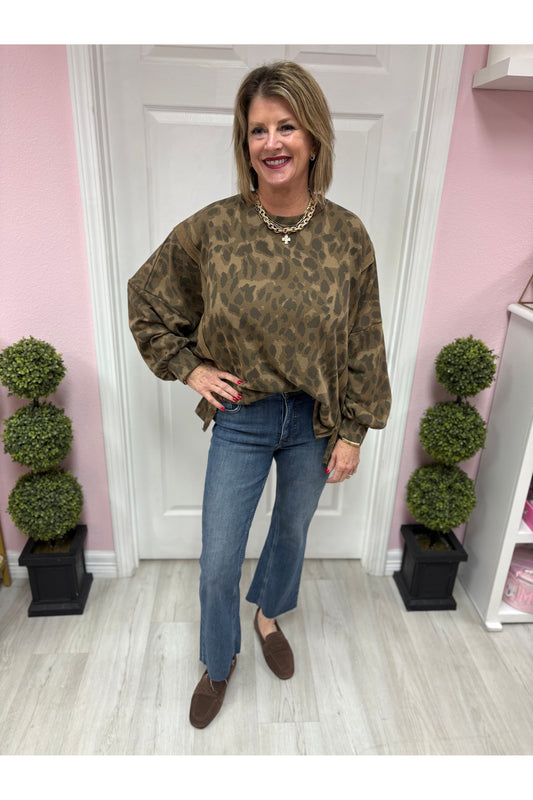 Animal Print Oversized Sweatshirt
