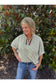 Olive Striped Blouse w/Contrasting Striped Accents