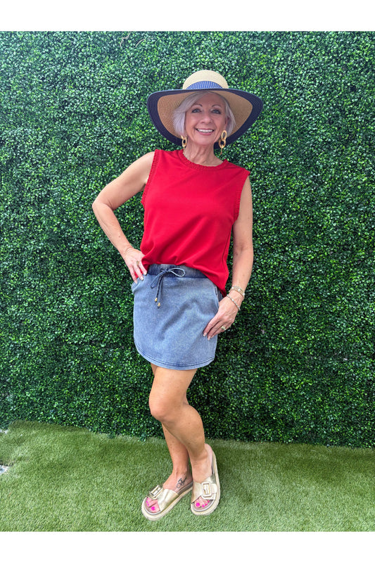 Refined Denim Stretch Skort