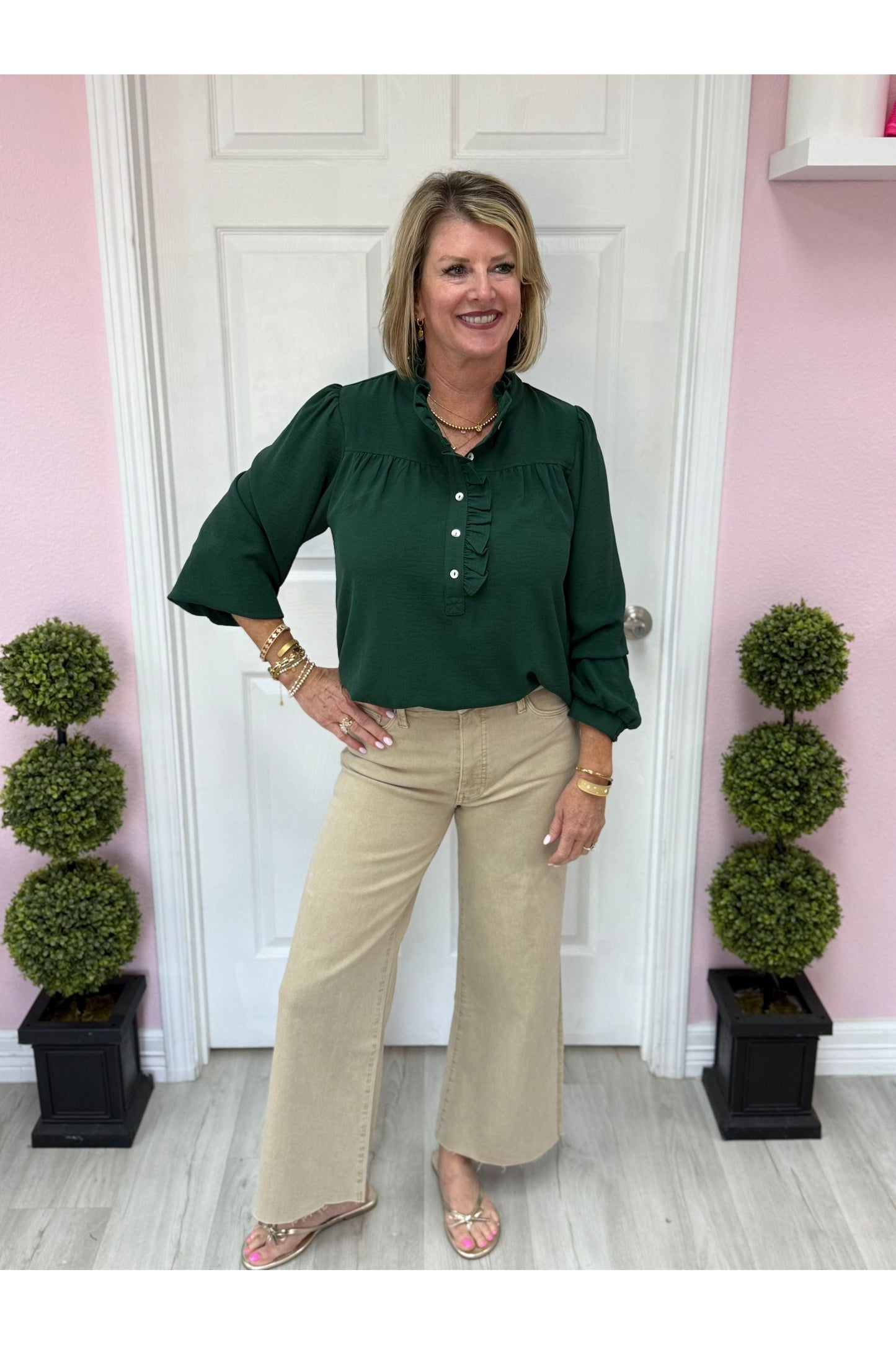Carmen Long Sleeve Ruffle Blouse