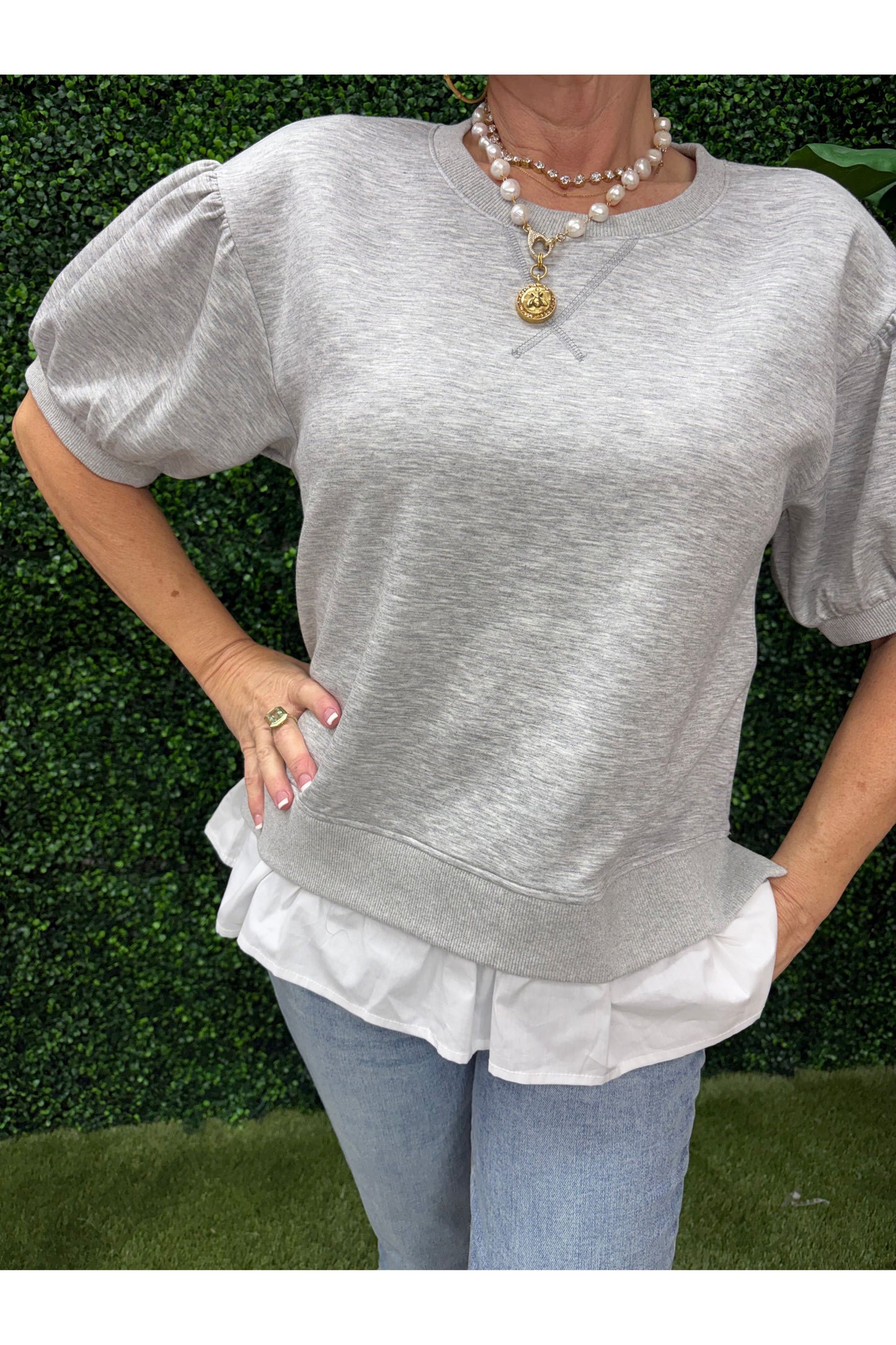 Heather Grey Mock Layered Top