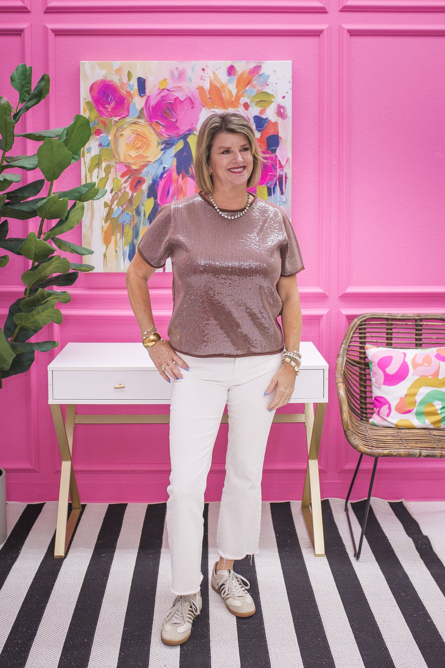 Bree Tiny Sequin Lightweight Sweater