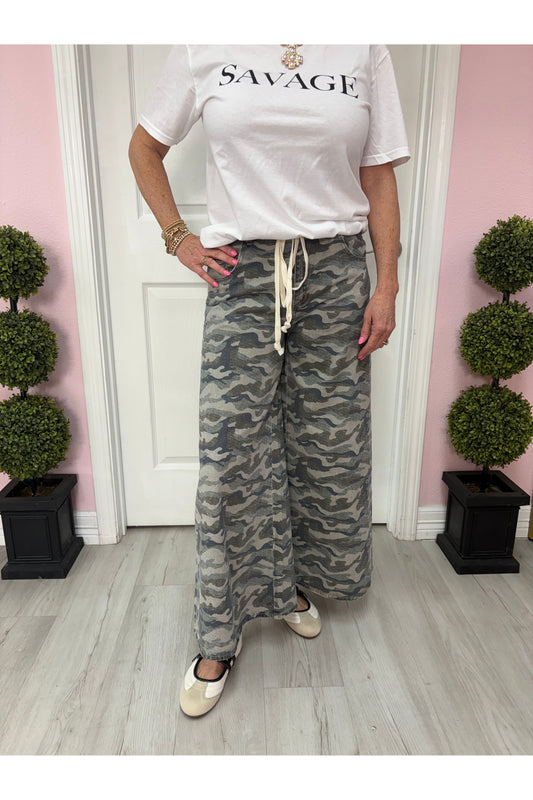 Wide Leg Camo Pants
