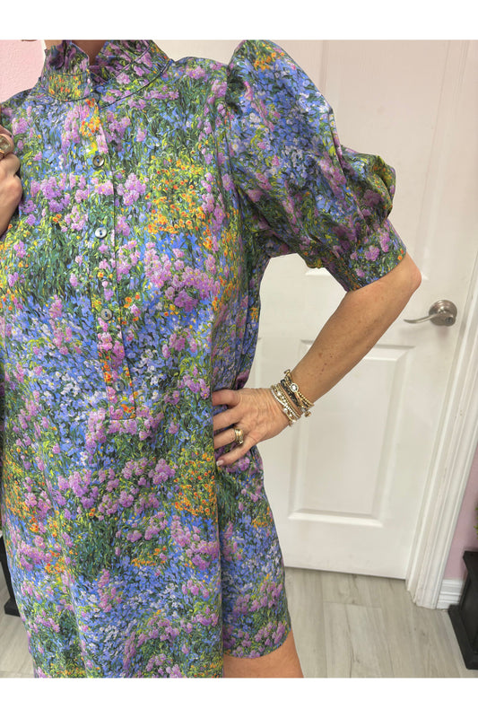 Monet Like Print Mini Dress