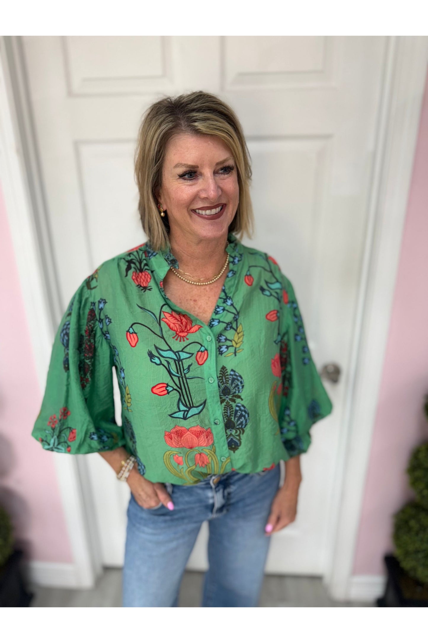 Autumn Floral Blouse- Preorder