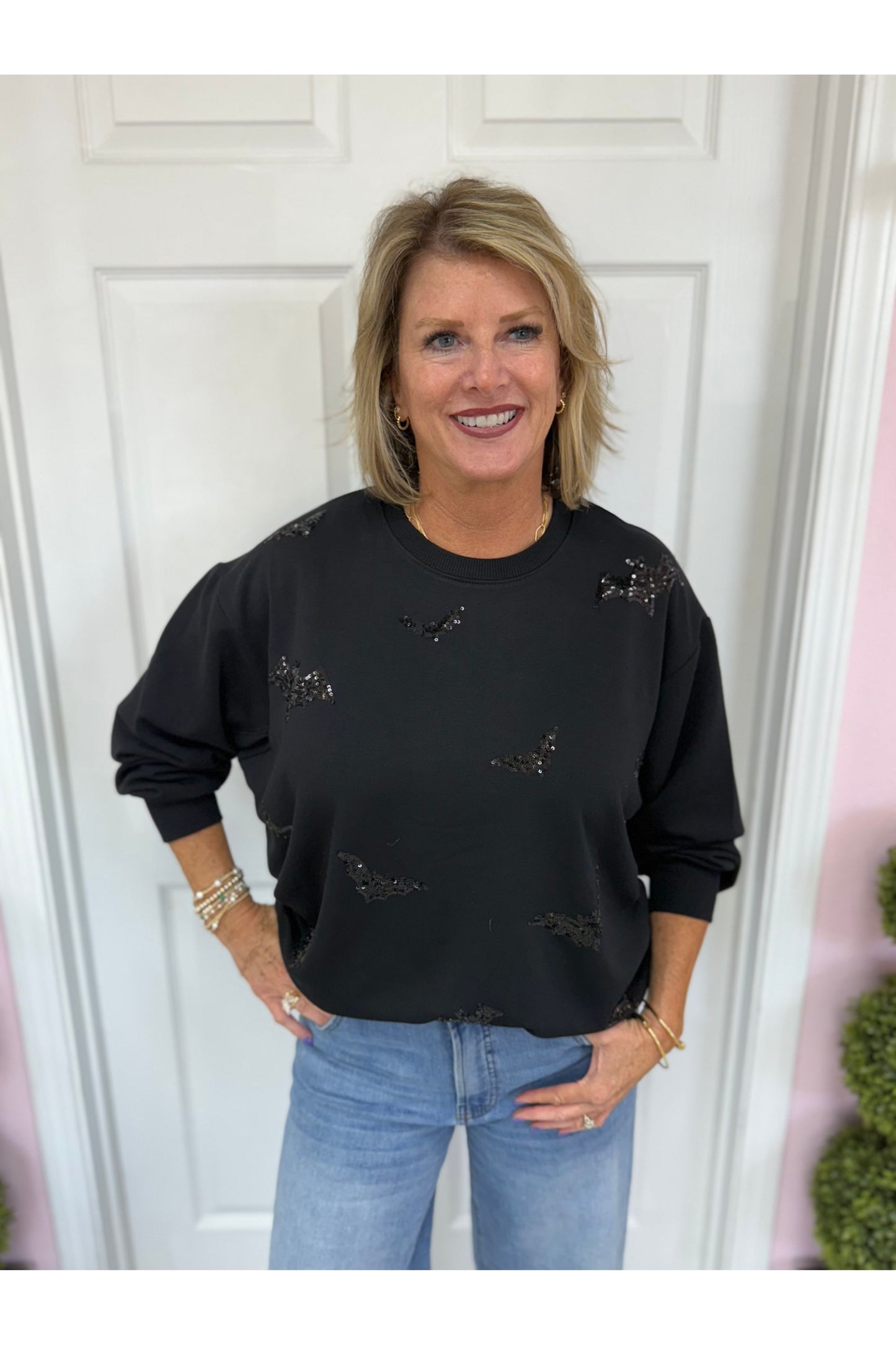 Black Sequin Bat Sweatshirt
