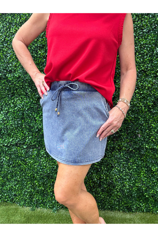 Refined Denim Stretch Skort