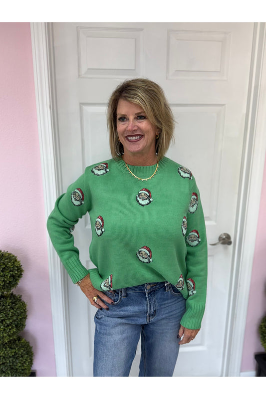 Green Jolly Santa Sweater