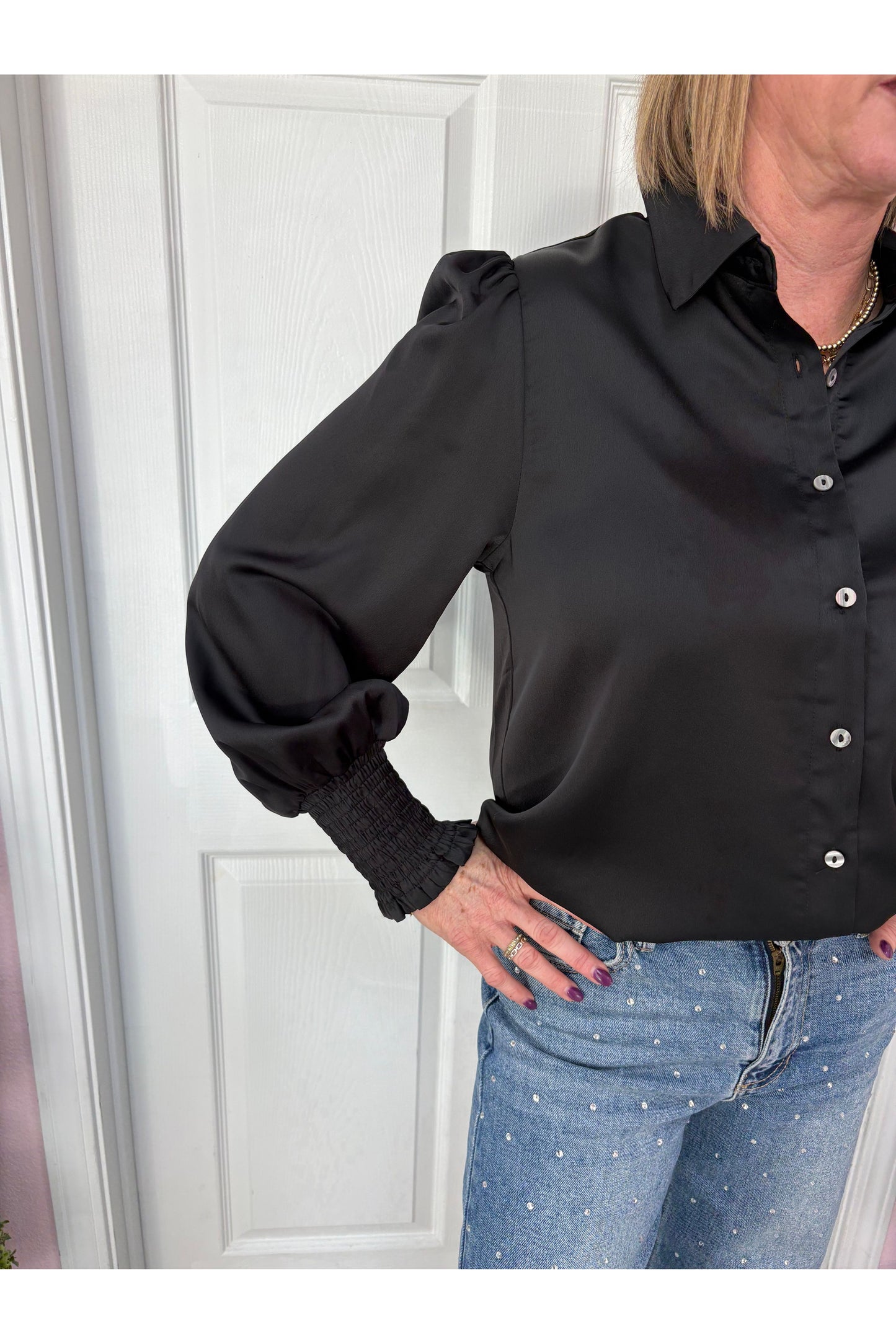 Black Satin Blouse