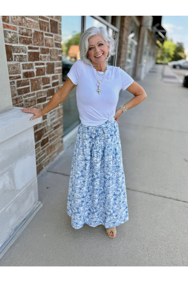 Blue Printed Skirt