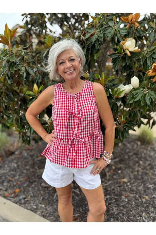 All American Gingham Sleeveless Blouse