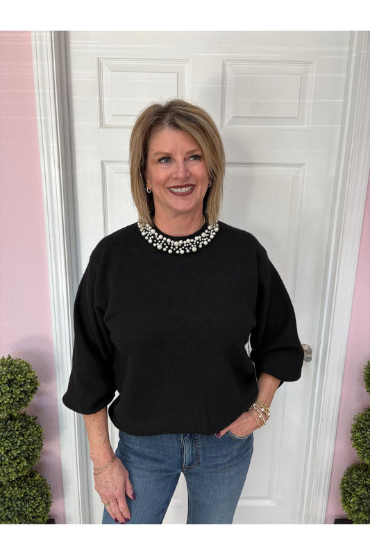 Pearl Trimmed Sweater
