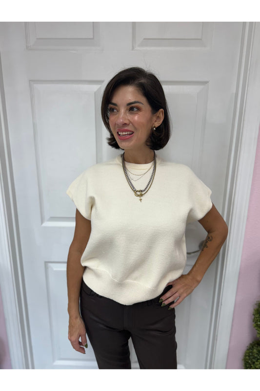 Loose Fit Short Sleeve Sweater