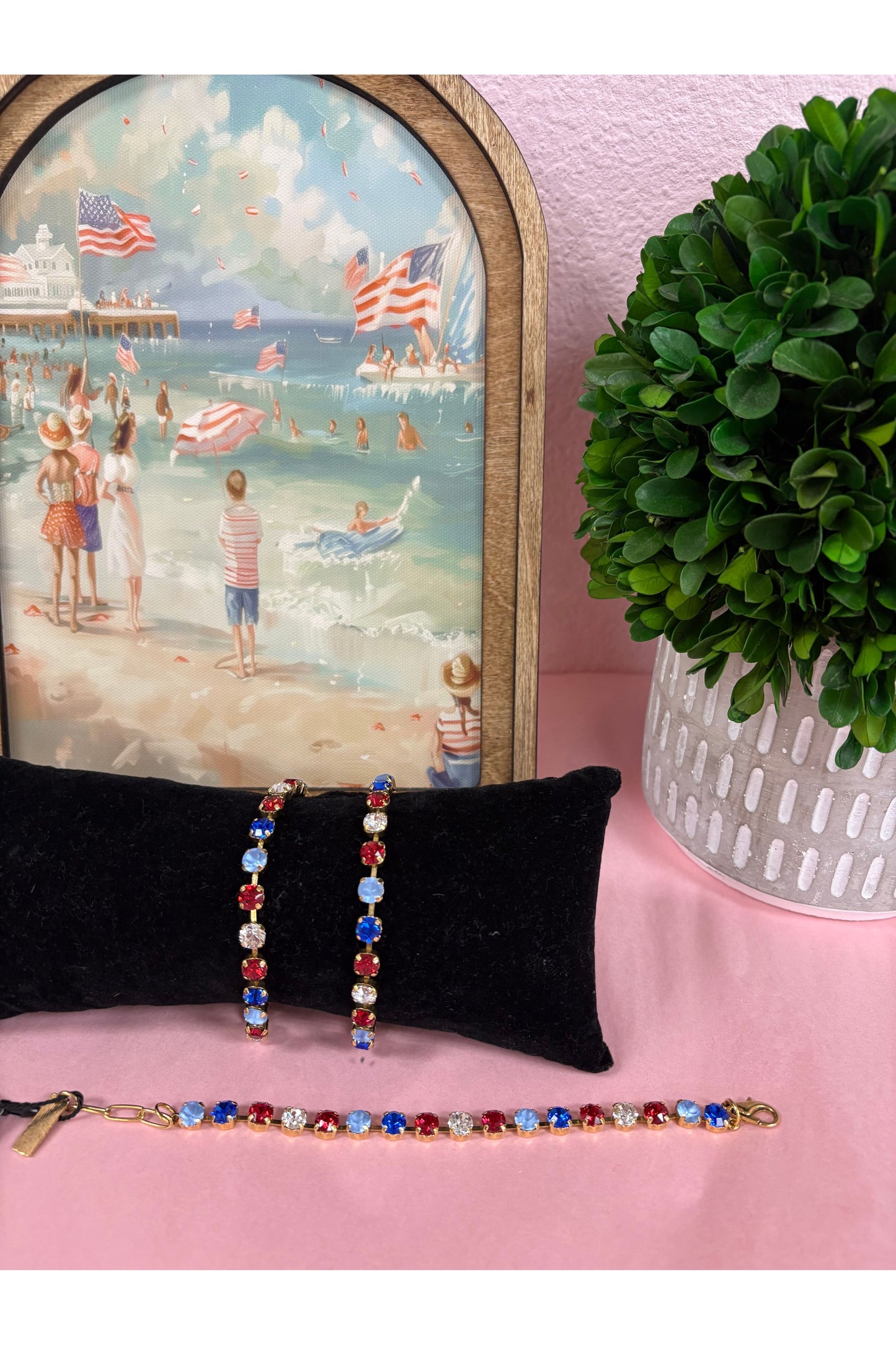 Tova Sarina Bracelet- Red, White & Blue w/Light Blue