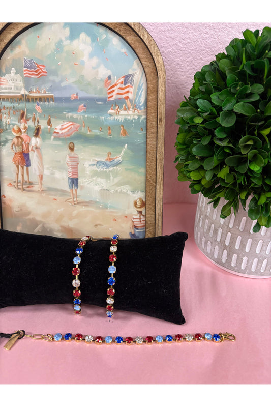 Tova Sarina Bracelet- Red, White & Blue w/Light Blue