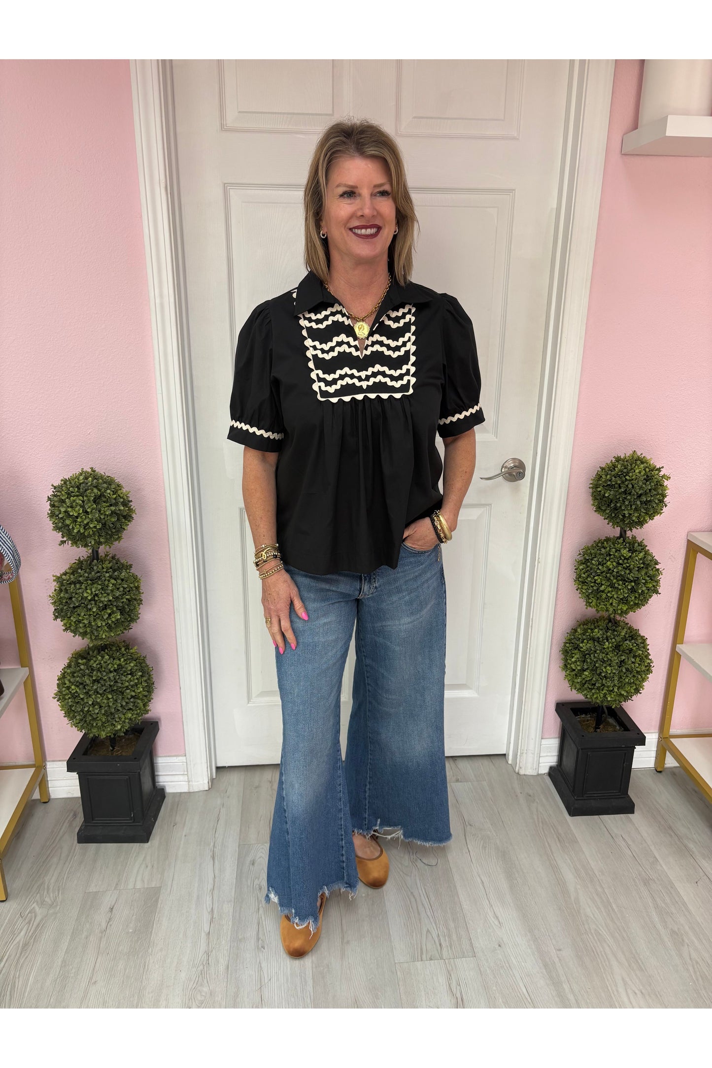 Ric-Rac Accented Blouse