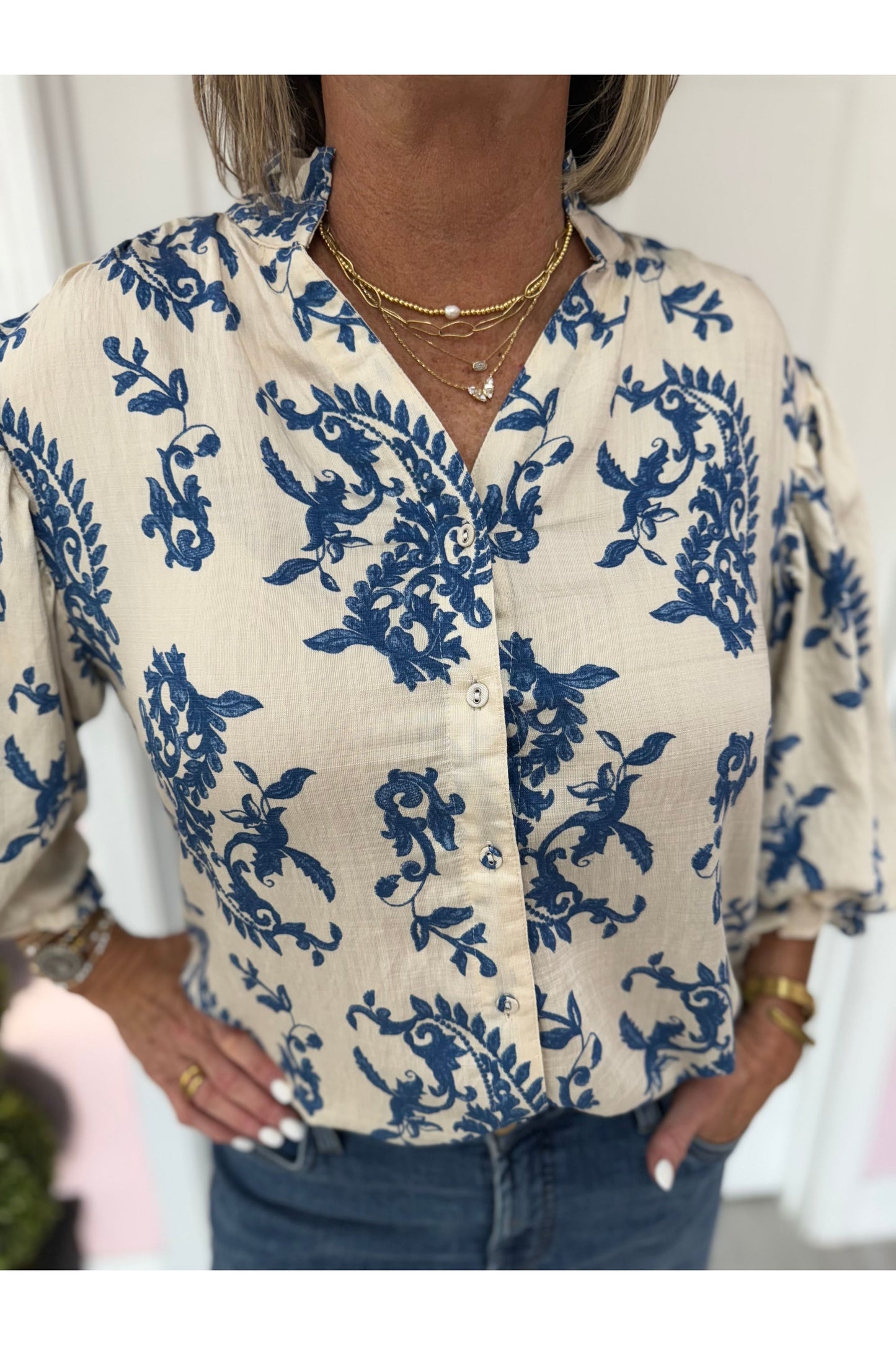 Sorrento Antique Blue Blouse