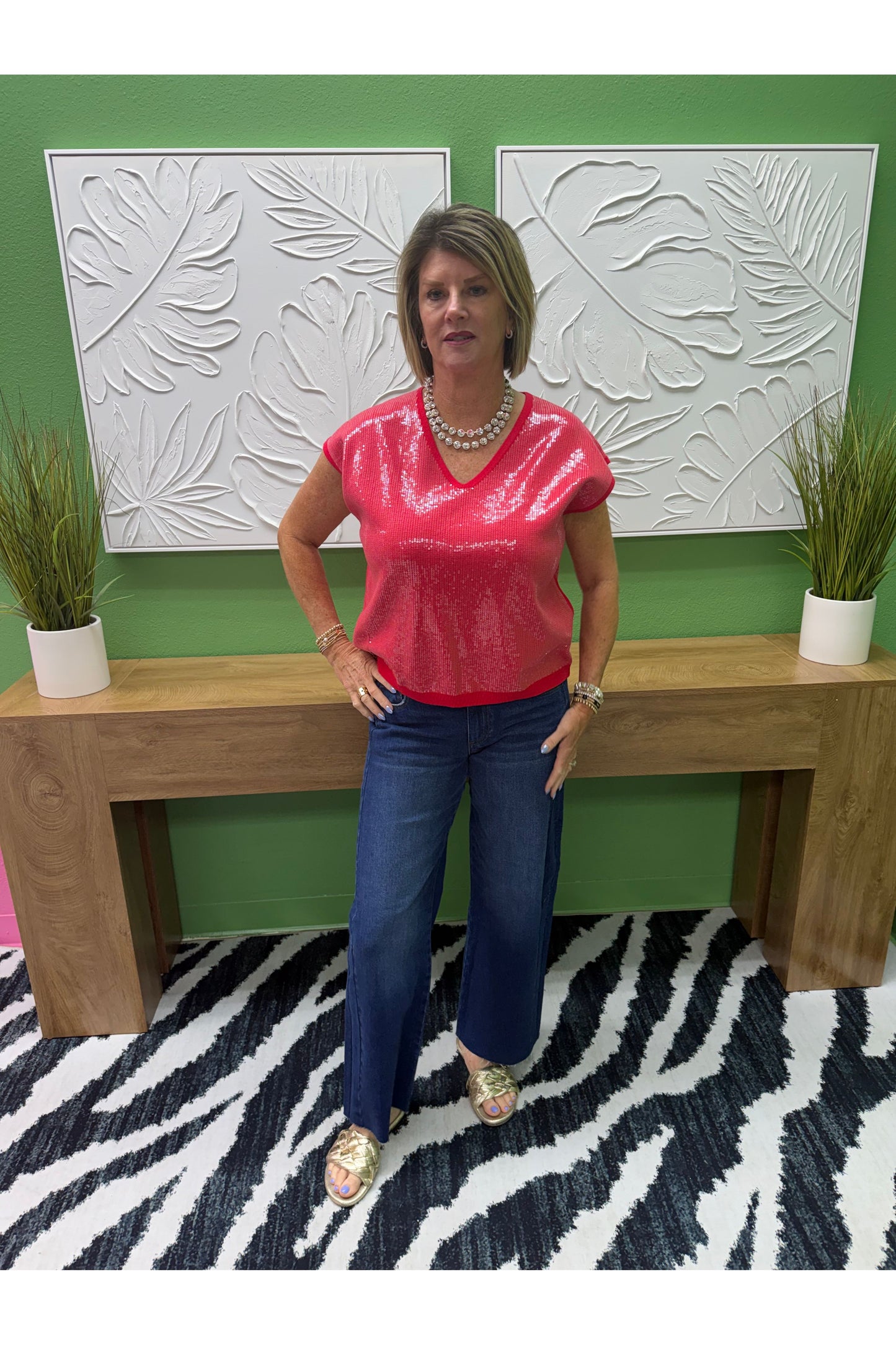 Kaylen Drop Shoulder Vneck Sweater