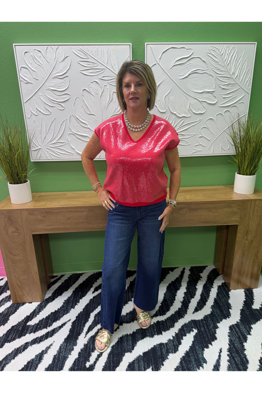 Kaylen Drop Shoulder Vneck Sweater