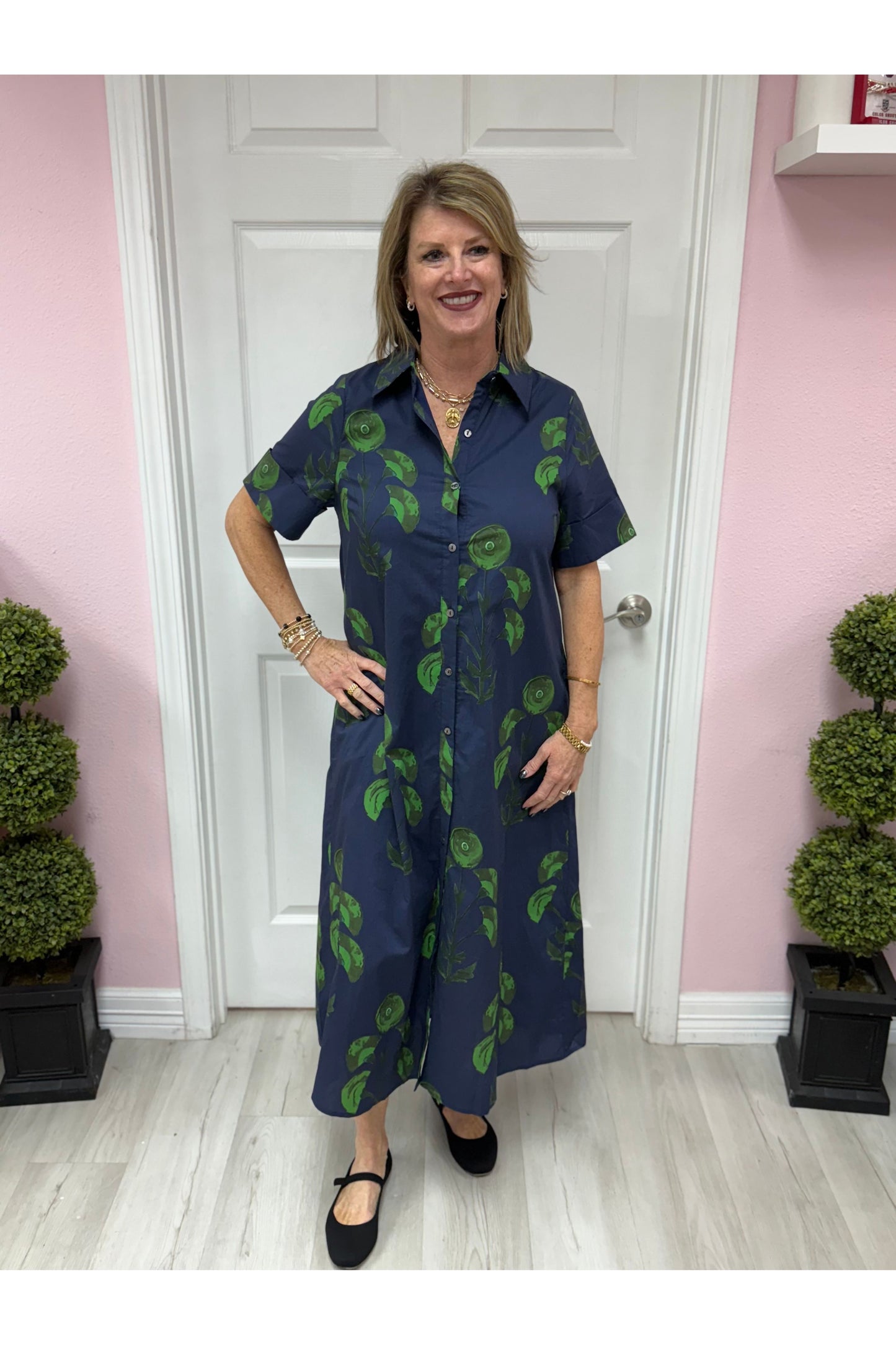 Rosamund Navy Floral Midi Dress