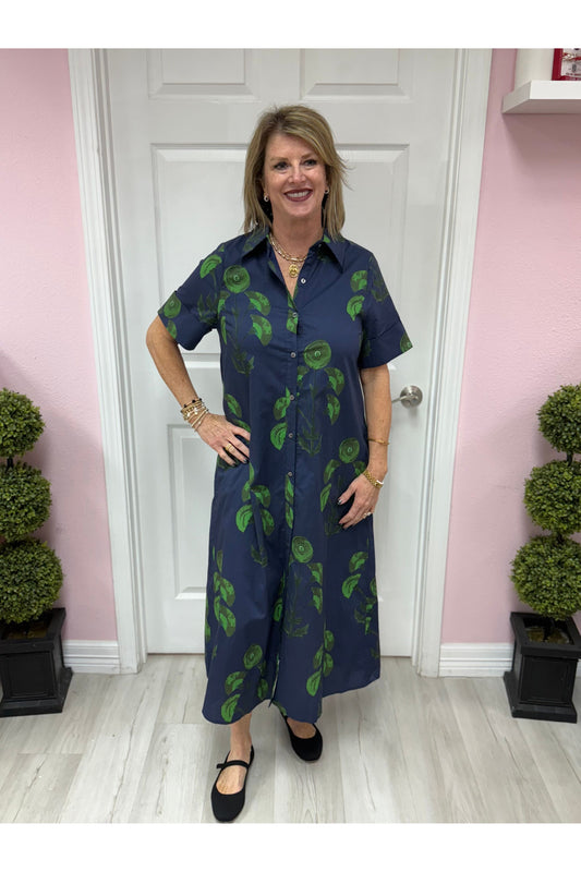 Rosamund Navy Floral Midi Dress