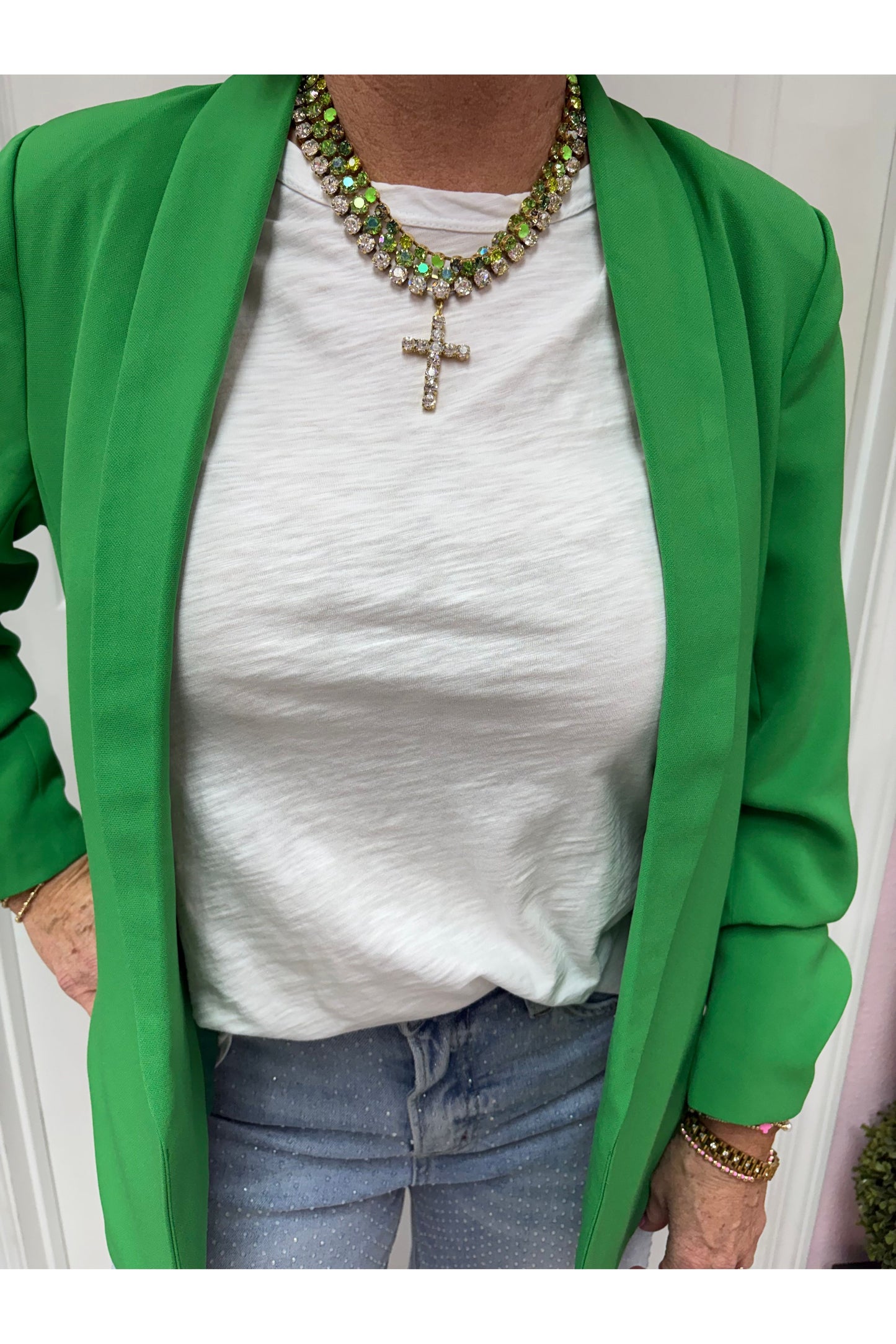 Kelly Green Shawl Lapel Blazer