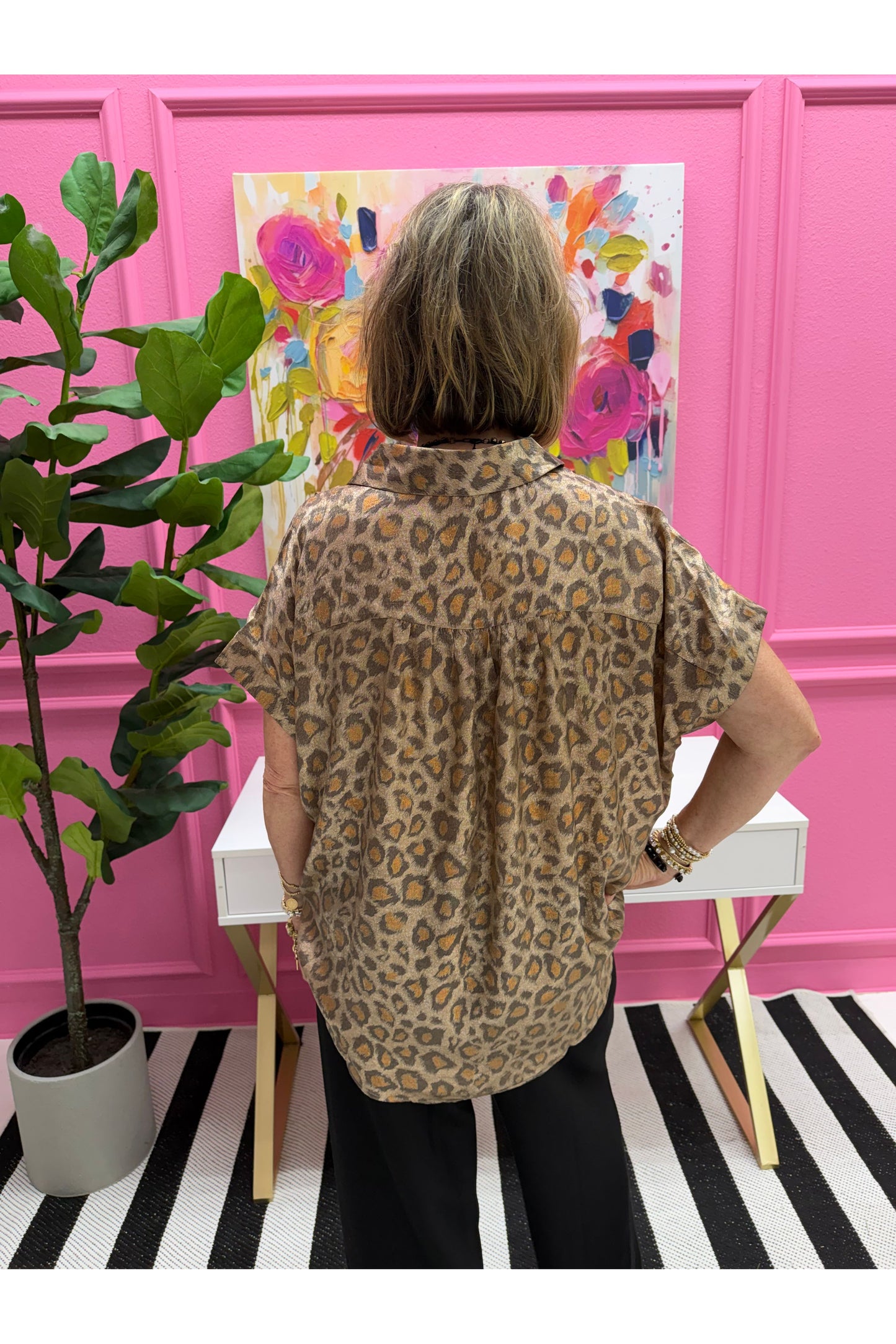 Hannah Metallic Animal Print Blouse
