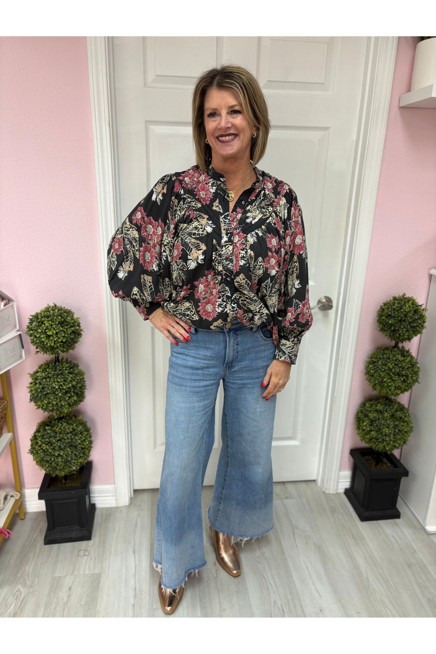 Floral Printed  Button Down Blouse