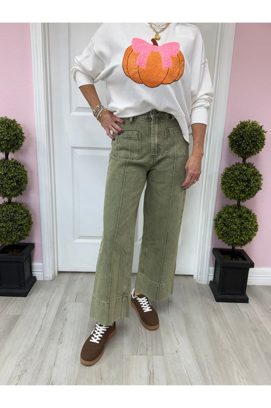 Olive Front Pocket Pants