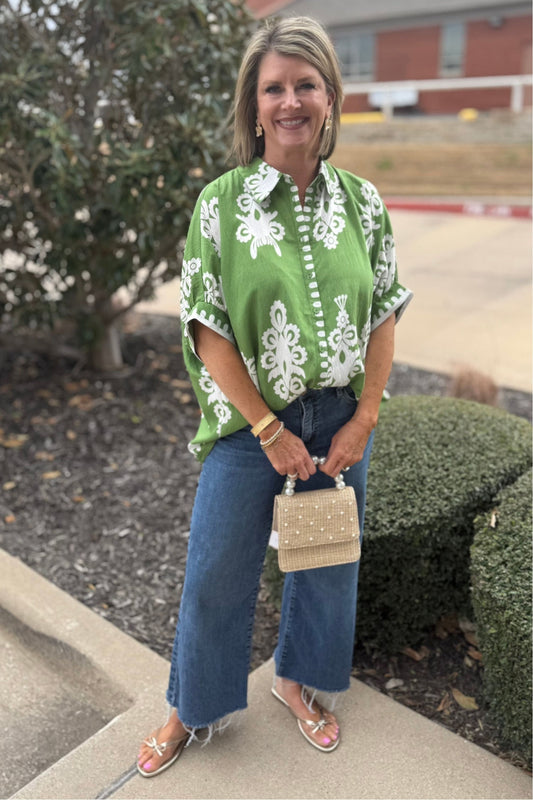 patterned short sleeve top
