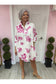Isla Solid Mini  Dress with Pink Floral Pattern