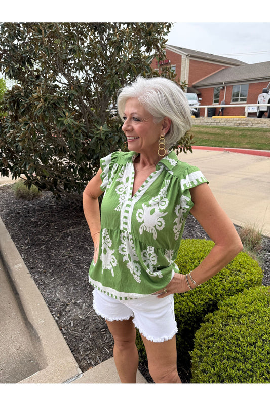 Boho Embroidered Peplum Blouse