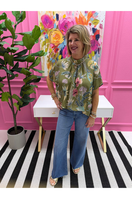 Olive Floral Blouse