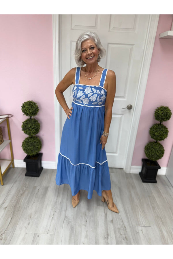 Clear Skies Floral Midi Dress