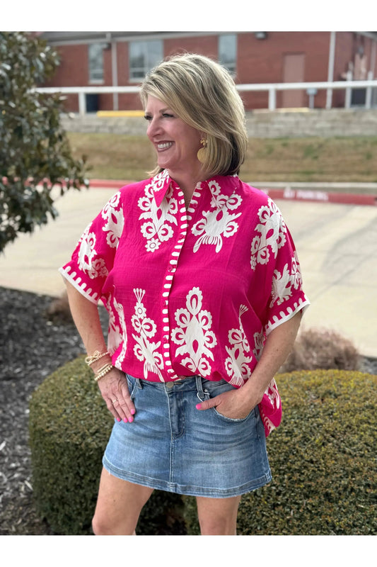 patterned short sleeve top