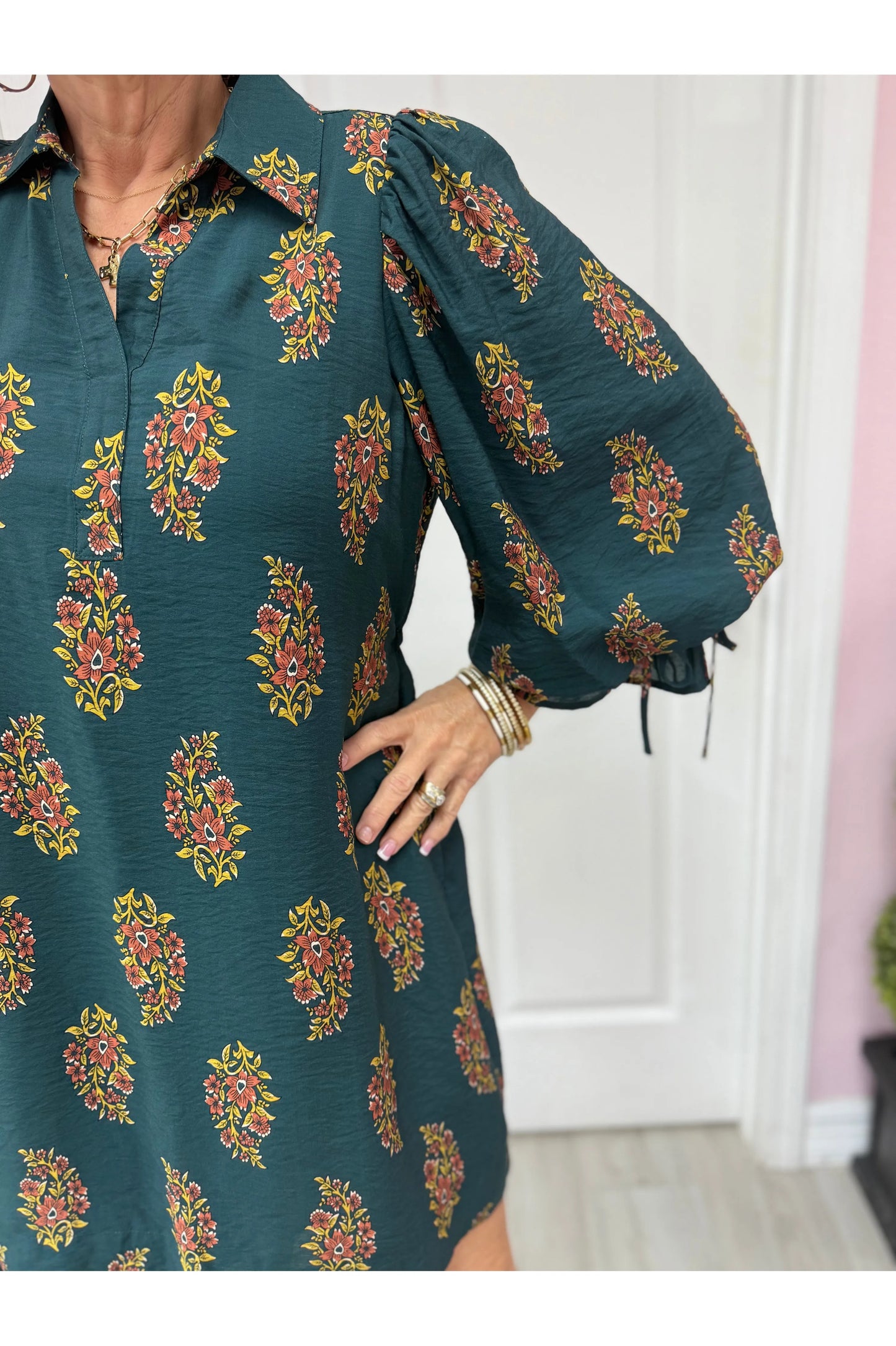 Montreat Hunter Green Patterned Dress
