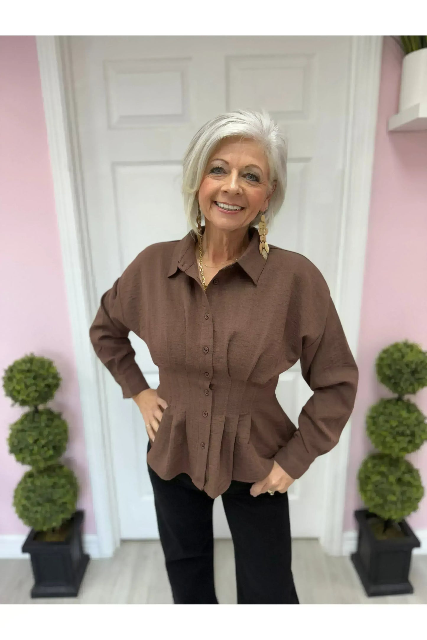 Prissy Peplum Pleated Blouse