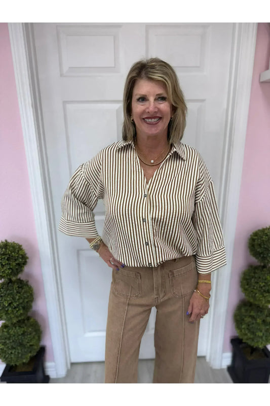 Danielle Striped Pattern Button Front