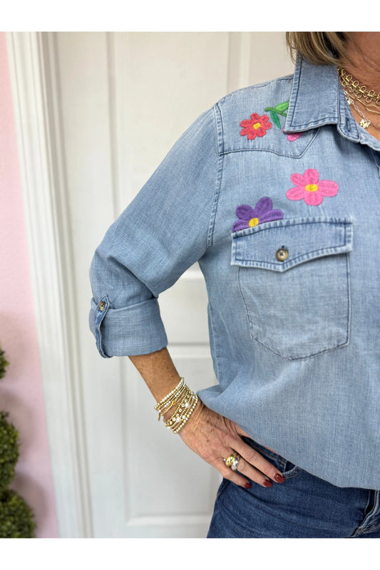 Fiesta Floral Denim Shirt