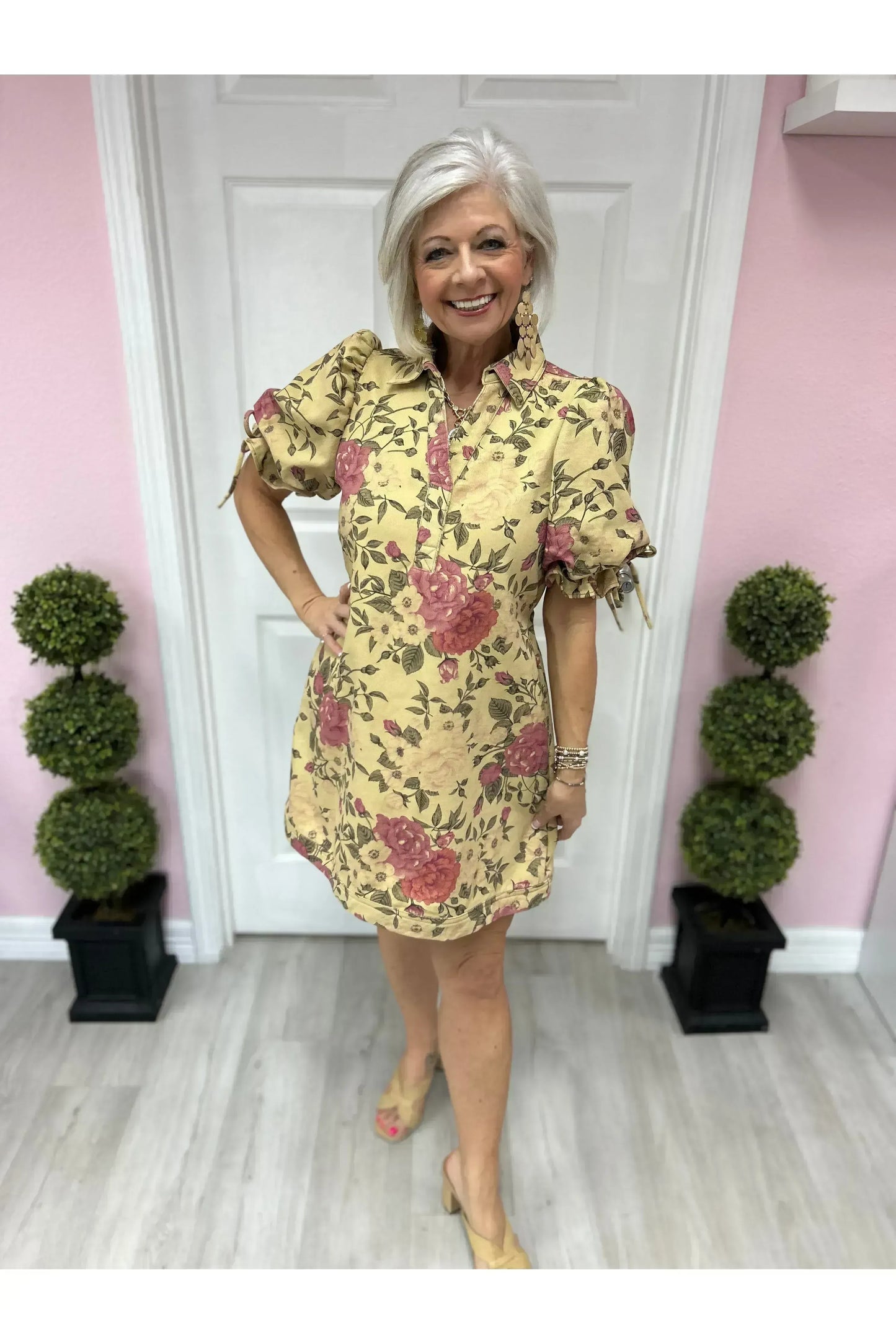 Antique Rose Collared Mini Dress