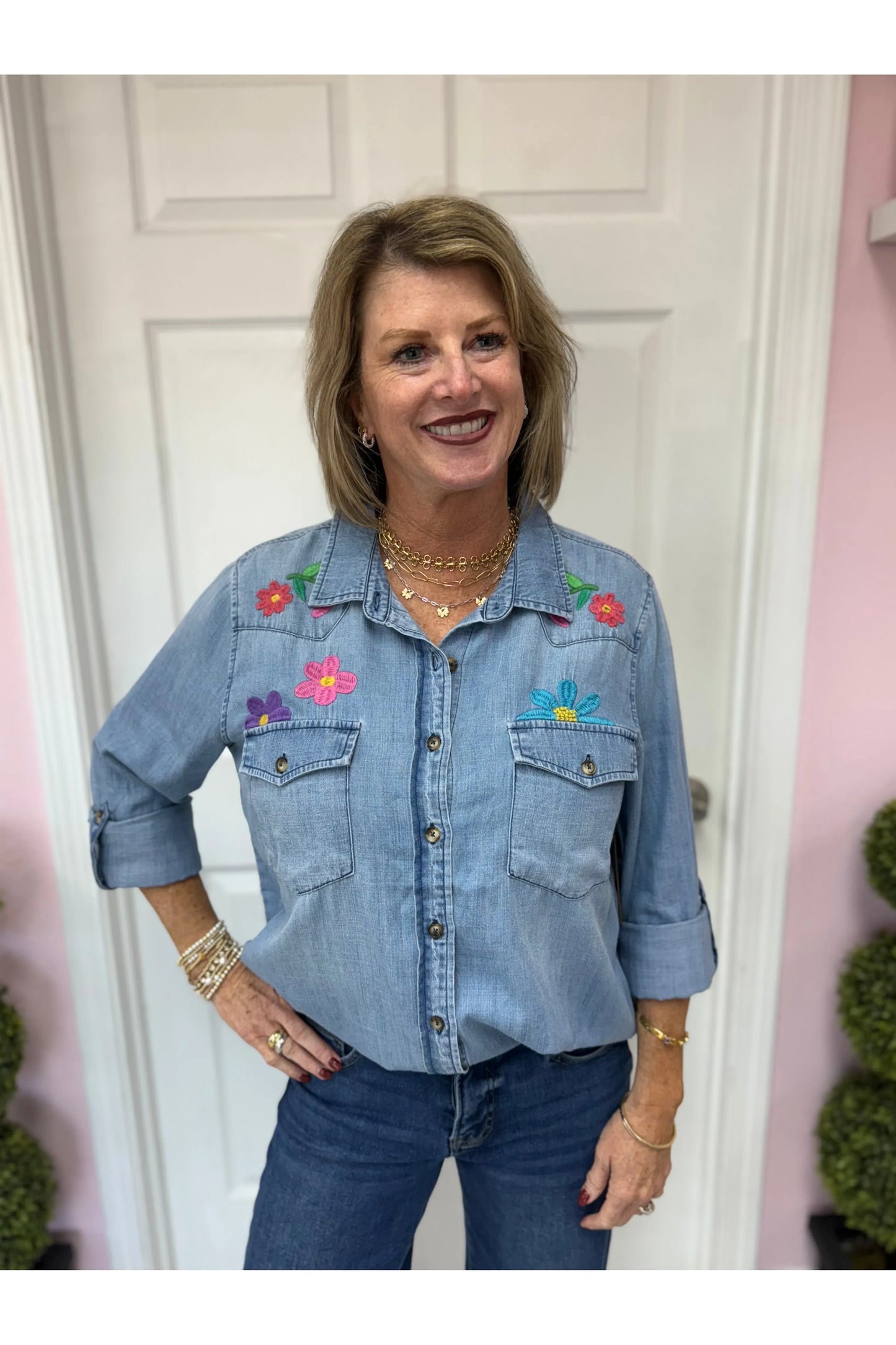 Fiesta Floral Denim Shirt