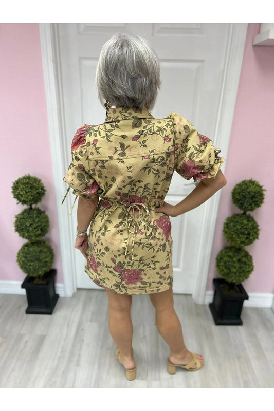 Antique Rose Collared Mini Dress