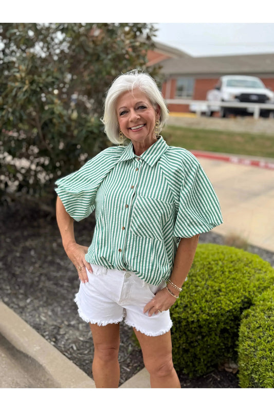 Striped Puff Sleeve Blouse