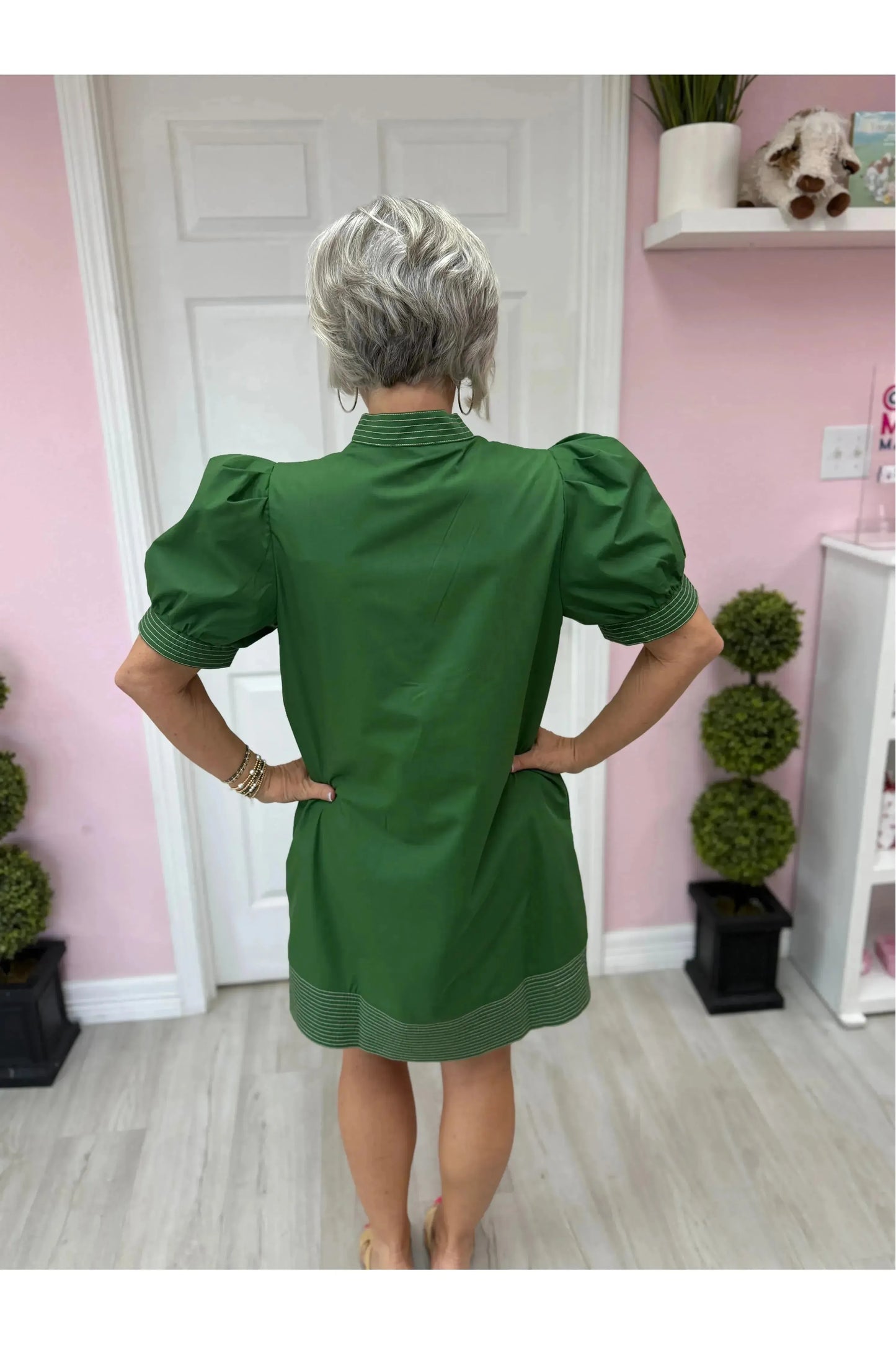 Green Envy  Stitch Mini Dress