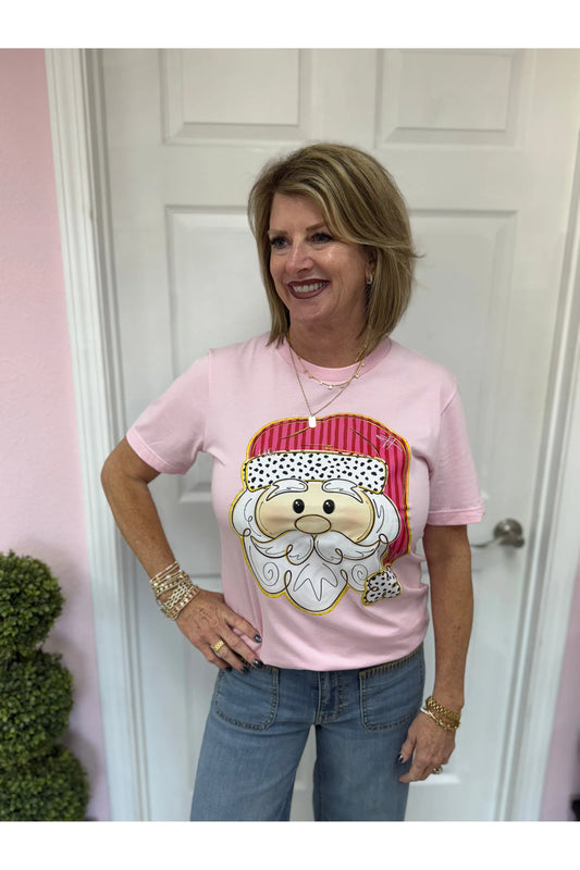 Pink & Red Santa Graphic Tee