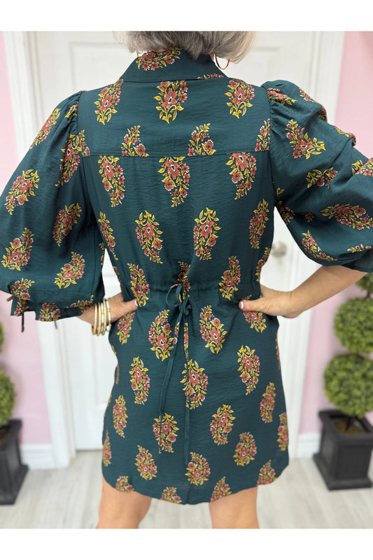 Montreat Hunter Green Patterned Dress