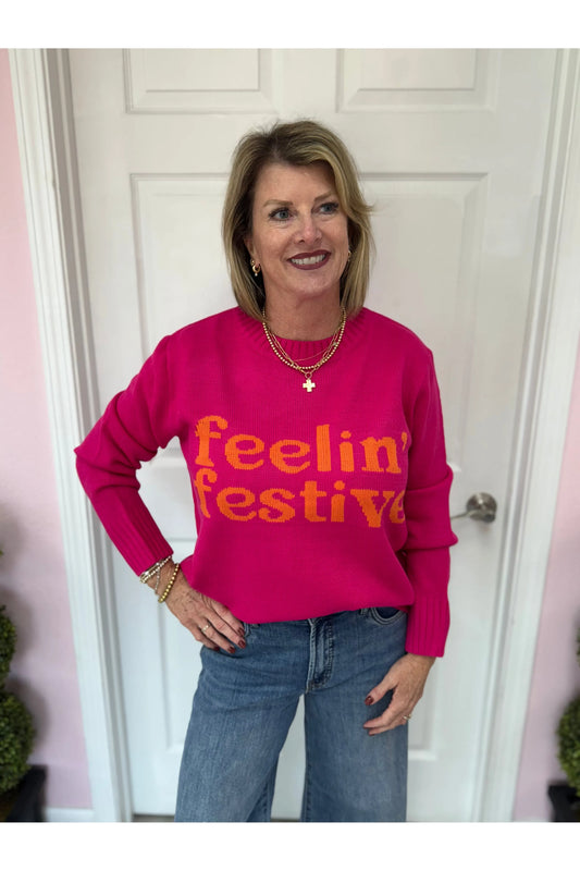Bright Pink Feeling Festive Sweater