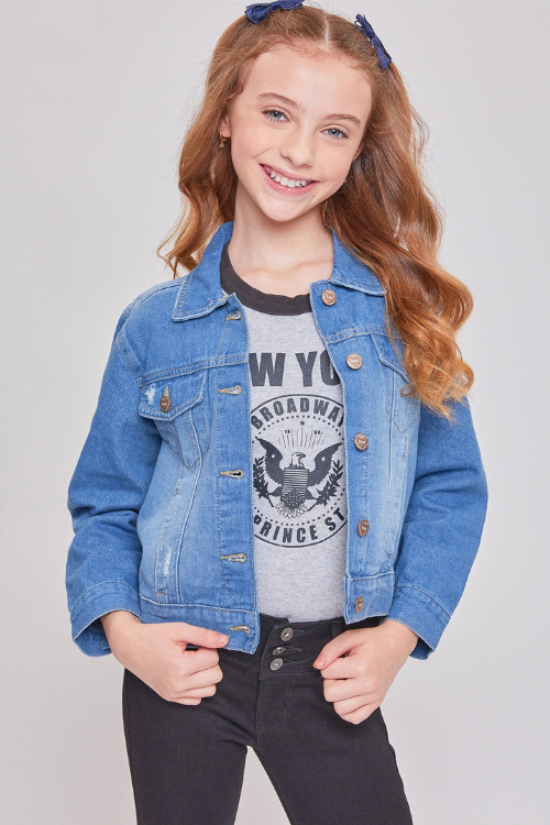 Girls Basic Oversized Denim Jacket