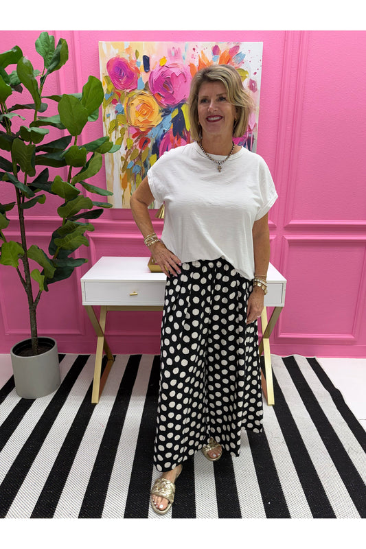 Playful Polka Wide Leg Pants