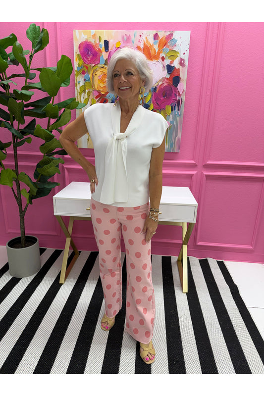 Big Polka Dot Stretchy Blush Denim